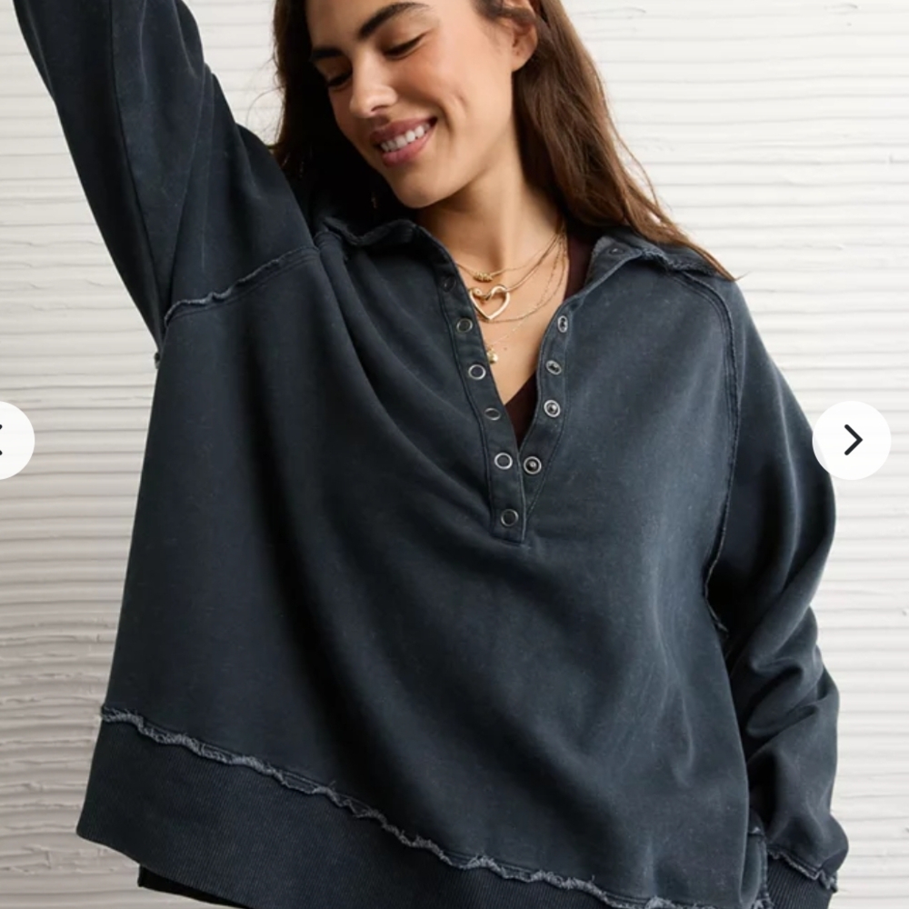 AE Big Hug Henley Sweatshirt size small